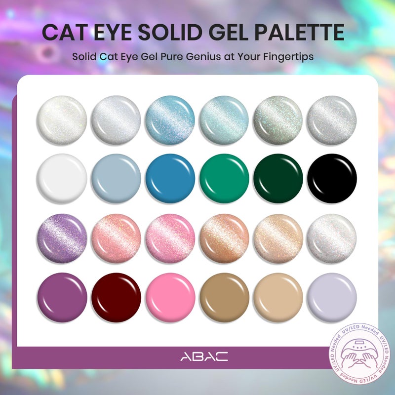 ABAC 24-Color Magnetic Cat Eye Gel Polish Set,Winter Collection Solid No-Spill Cream Gel with Pro Brush,HEMA-Free Cruelty-Free Nail Art Kit - Image 3